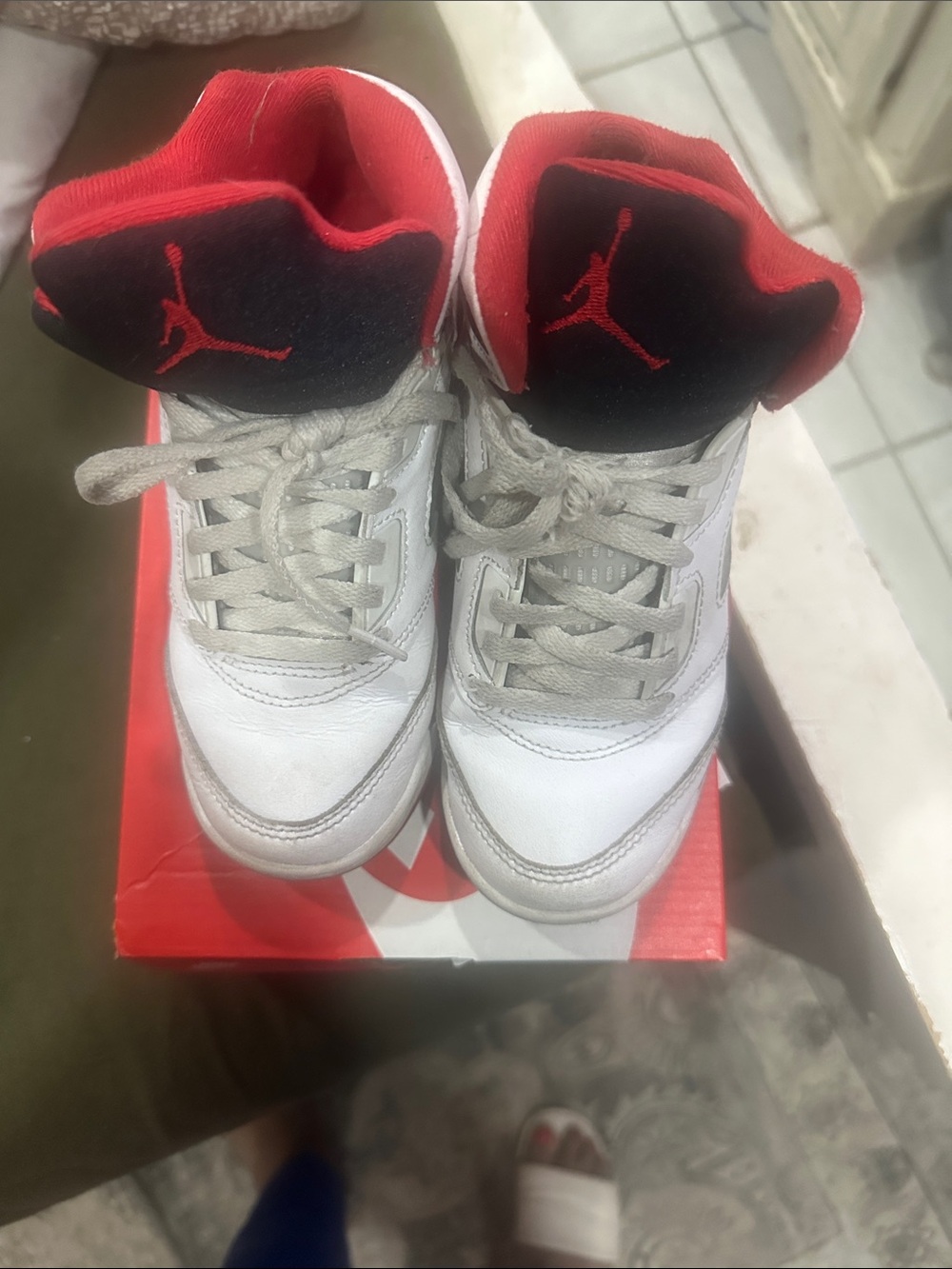 Nike White, Black & Red Jordan Retro High-Tops